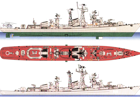 Эсминец СССР Skory [Project 61 Kashin-class Destroyer] - чертежи, габариты, рисунки